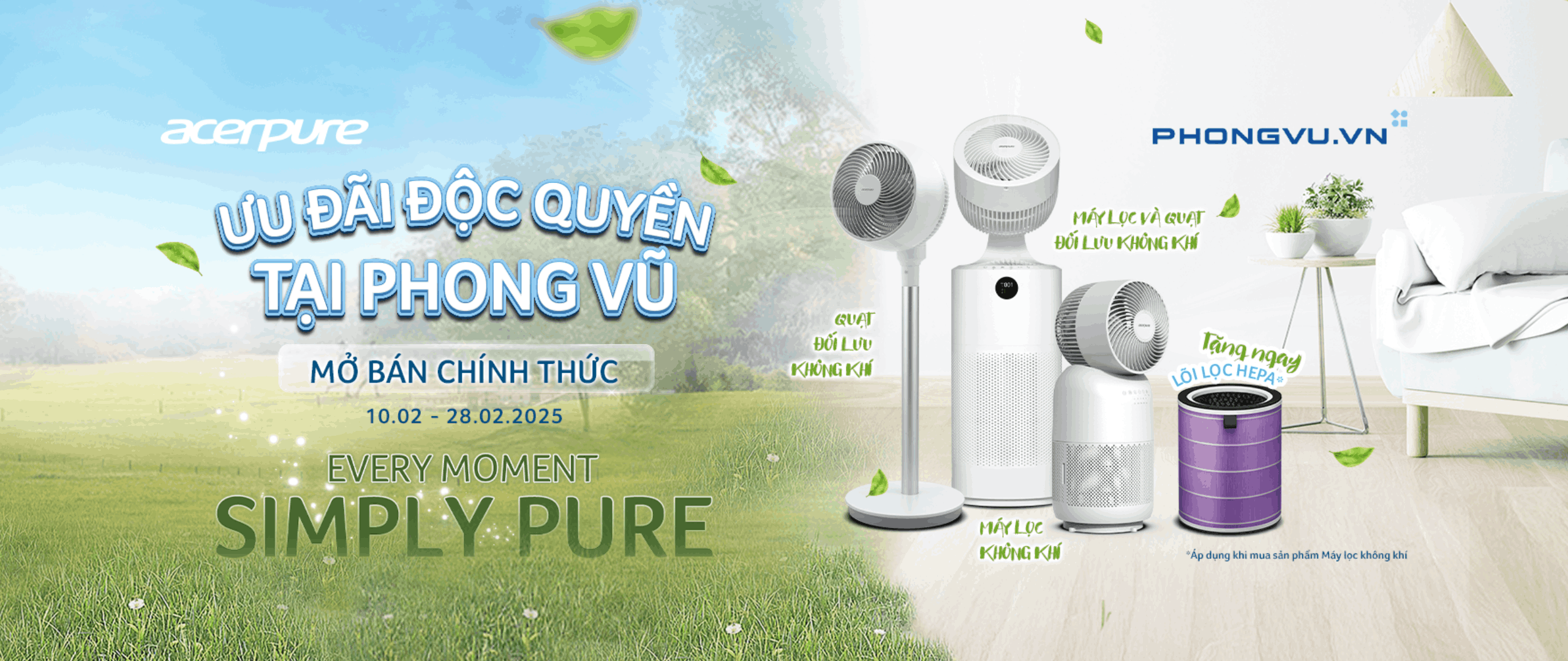 ƯU ĐÃI MỞ BÁN CHÍNH THỨC ACERPURE TẠI VIỆT NAM: TẶNG NGAY LÕI LỌC HEPA KHI MUA MÁY LỌC KHÔNG KHÍ TẠI HỆ THỐNG PHONG VŨ TỪ 10.02.2025